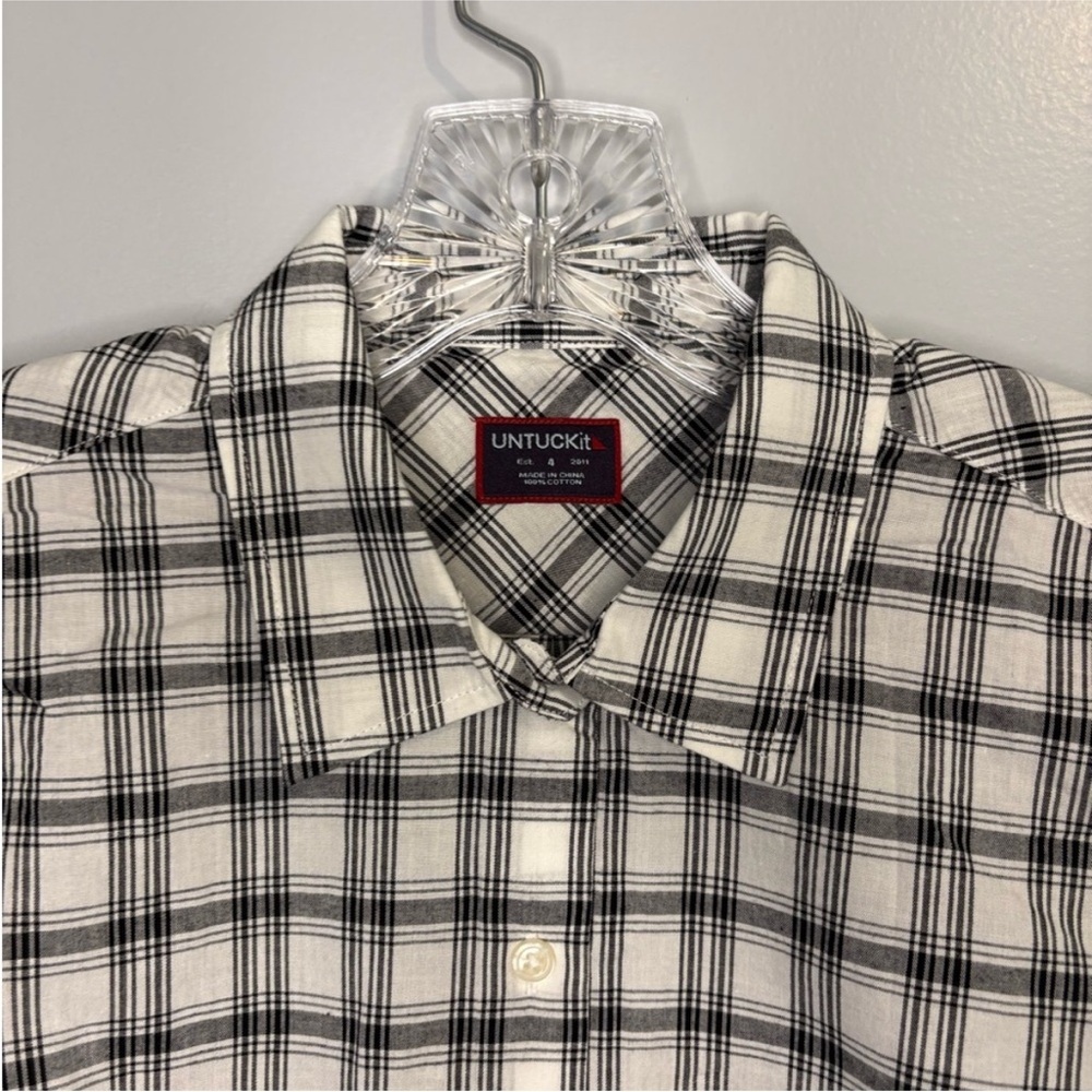 UNTUCKit Women Marina NWT 8 Black White Black Long Sleeve Button Down Shirt Top - Picture 5 of 10